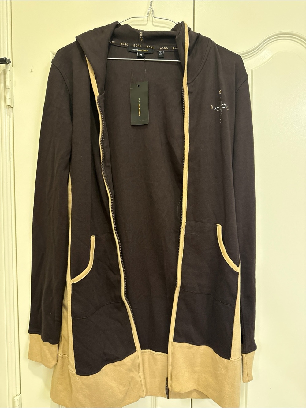 BCBGMAXAZRIA New With Tags (NWT) Colorblock Longline Zip Hoodie- Y2K- Size M